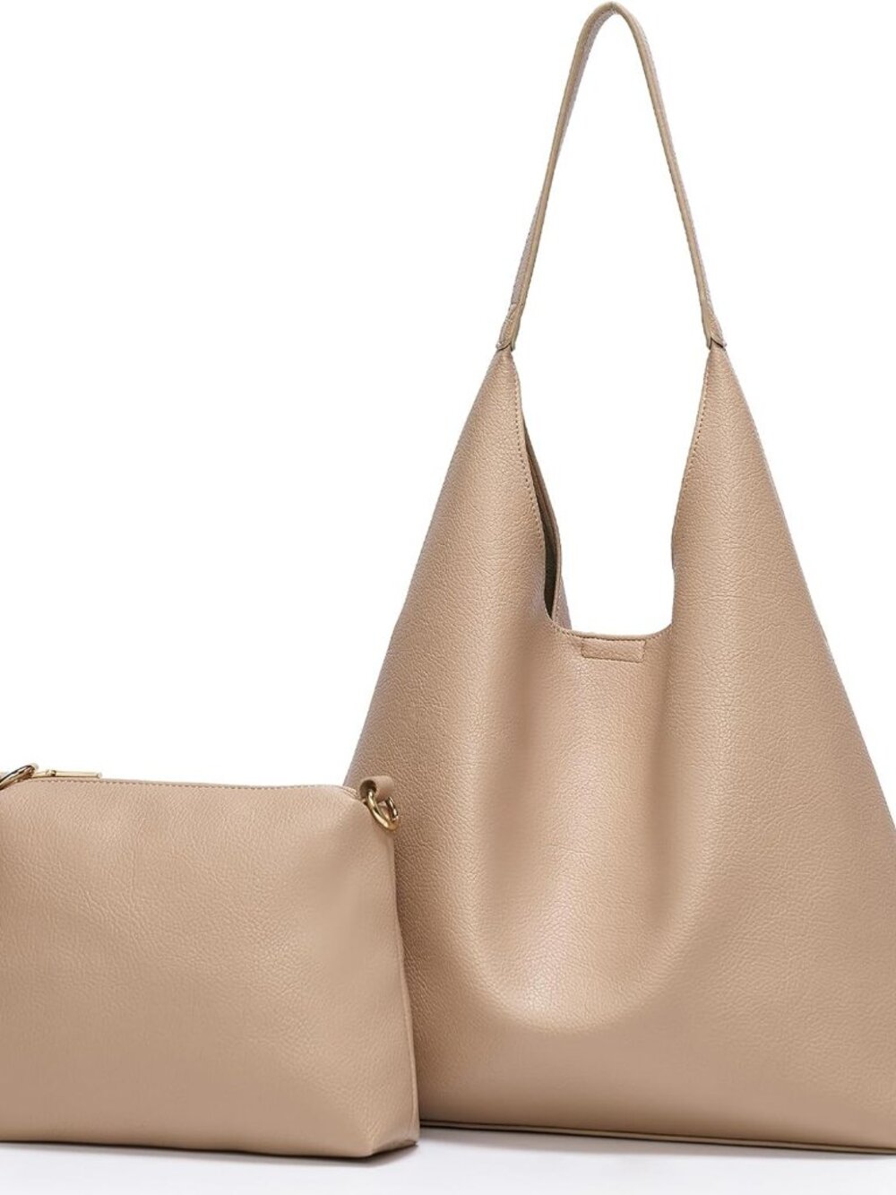 Hobo Bags for Women 2 Pcs Set, Large Soft Vegan Leather Slouchy Tote Bag
